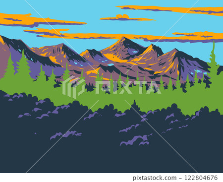 Maple Pass Trail in North Cascades National Park Washington State WPA Art 122804676