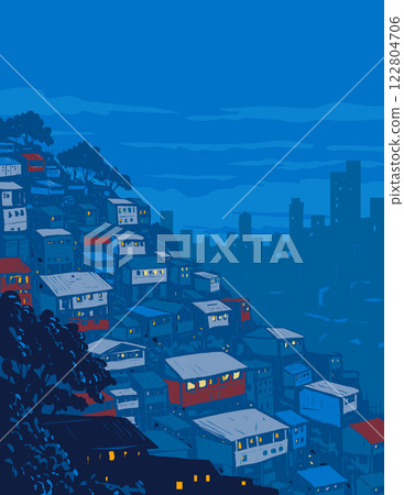 Favela in Rio De Janeiro Brazil WPA Poster Art 122804706