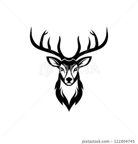 Ornate Black and White Deer Head Silhouette Vector Art Illustration Design Ornate Black and White Deer Head Silhouette Vector Art Illustration Design 122804745