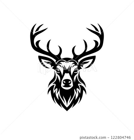 Ornate Black and White Deer Head Silhouette Vector Art Illustration Design Ornate Black and White Deer Head Silhouette Vector Art Illustration Design 122804746