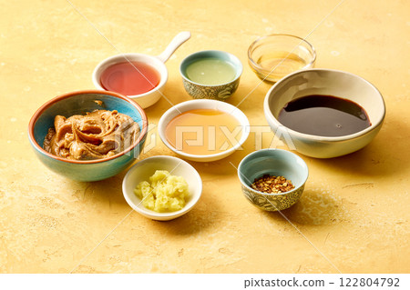 various salad dressing ingredients various salad dressing ingredients 122804792