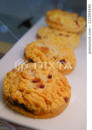 delicious buttery shortbread galette with berry filling on a white plate mouthwatering dessert sweet pastry treat homemade cookies bakery delights fresh fruit filling perfect for tea time 122804840