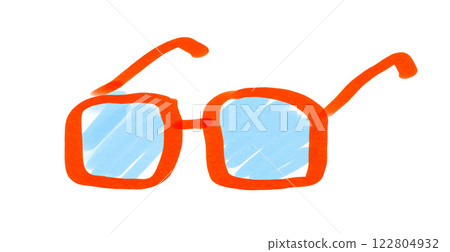 Felt pen child drawing of glasses 122804932