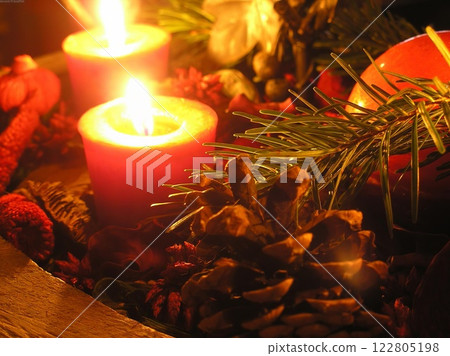 Candle with Flame in Holder for Holiday Event Lighting Candle with Flame in Holder for Holiday Event Lighting 122805198