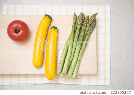 Vegetable on a Cutting Board, Close View Background Vegetable on a Cutting Board, Close View Background 122805207