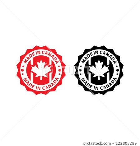 made in Canada icon set. Canadian product icon suitable for commerce business. badge, seal, sticker, logo, symbol in colored and black Variants. Isolated vector illustration 122805289