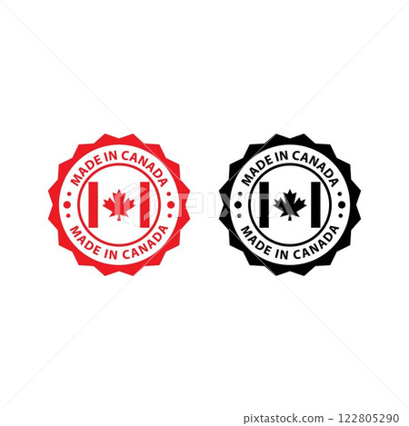made in Canada icon set. Canadian product icon suitable for commerce business. badge, seal, sticker, logo, symbol in colored and black Variants. Isolated vector illustration 122805290