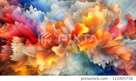Colorful abstract background with dynamic brushstrokes creating a vibrant design 122805738
