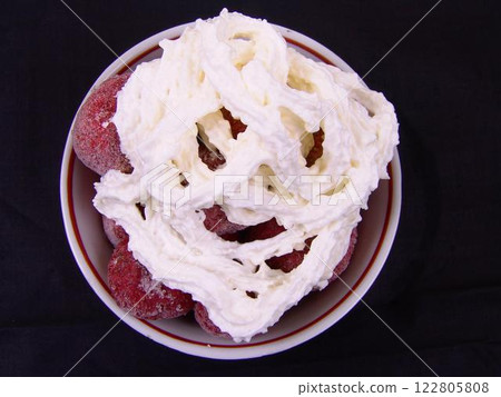 Fresh Ice Cream Dish with Fruit Ingredients on Tableware 122805808