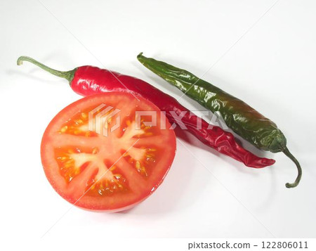 Vibrant Ingredients: Bird's Eye Chili and Plum Tomatoes in Natural Cuisine Vibrant Ingredients: Bird's Eye Chili and Plum Tomatoes in Natural Cuisine 122806011