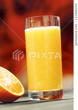 Fresh Orange Juice, Food Photography, Beverage Background, Close View Background 122806204