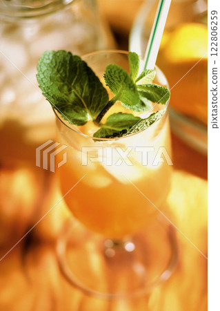 Planter's punch cocktail close view background 122806259
