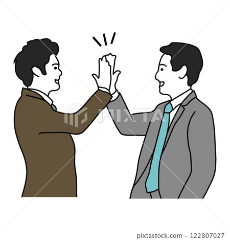 Illustration of a businessman giving a high five 122807027