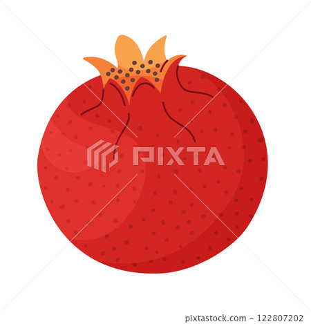 Fresh red pomegranate Hand drawn flat style isolated icon Punica granatum 122807202