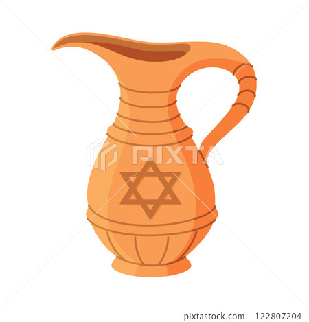 Hanukkah jug of olive oil Hand drawn trendy flat style isolated icon.Hanukkah traditional treats Hebrew food. Religious holiday meal. Happy Hanukkah. Hanukkah jug of olive oil Hand drawn trendy flat style isolated icon.Hanukkah traditional treats Hebrew food. Religious holiday meal. Happy Hanukkah. 122807204