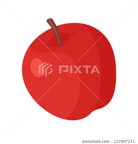 Red apple. juicy fruit Hand drawn trendy flat style isolated icon 122807211