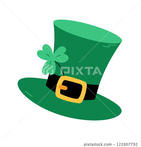Leprechauns top hat isolated. Vector illustration. Irish Saint Patricks Day symbol. Patricks Day March 17 isolated design element. Green leprechaun hat with shamrock Leprechauns top hat isolated. Vector illustration. Irish Saint Patricks Day symbol. Patricks Day March 17 isolated design element. Green leprechaun hat with shamrock 122807792