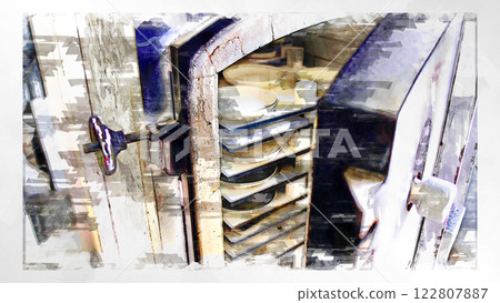 Sketch-style sketch illustration pottery class pottery making pottery wheel clay making hand-made art craft 122807887