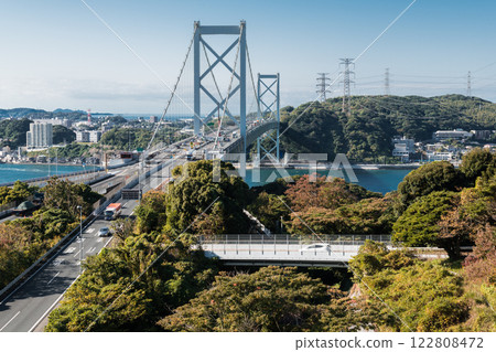 【從第二展望台看北九州門司港、關門海峽、關門大橋輪船】 【從第二展望台看北九州門司港、關門海峽、關門大橋輪船】 122808472