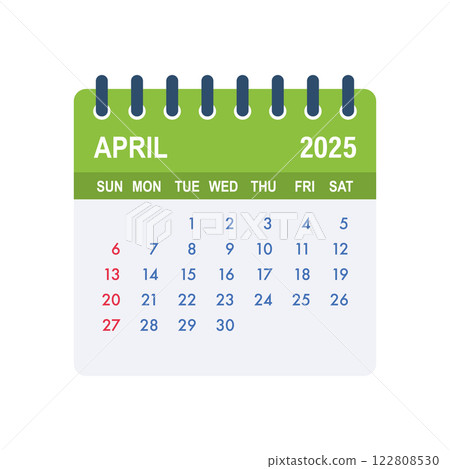 April 2025 calendar page showing days, weeks and months April 2025 calendar page showing days, weeks and months 122808530