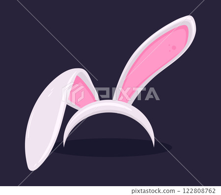 Cute Easter bunny ears. Little bunny ears party costume band, Easter rabbit ears mask flat vector illustration. Cartoon Bunny ears 122808762