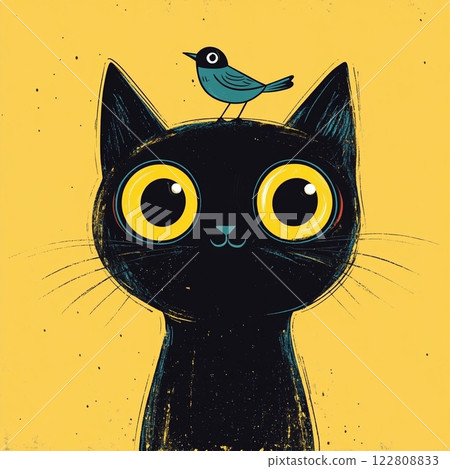 cat and bird 122808833
