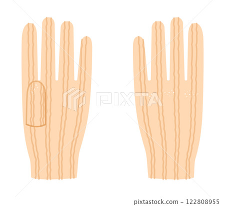 Knit Wool Gloves Short length beige cartoon Fashion hand accessory clothing technical illustration garment. Vector front Knit Wool Gloves Short length beige cartoon Fashion hand accessory clothing technical illustration garment. Vector front 122808955