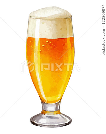 人工智慧生成的水彩畫,描繪了倒入玻璃杯的生啤酒 人工智慧生成的水彩畫,描繪了倒入玻璃杯的生啤酒 122809074