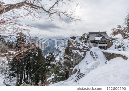 山形縣，山寺（寶珠山立石寺），雪景，風景絕佳的寺廟 122809290