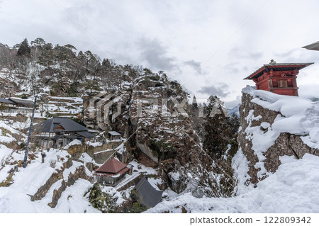 山形縣，山寺（寶珠山立石寺），雪景，風景絕佳的寺廟 122809342