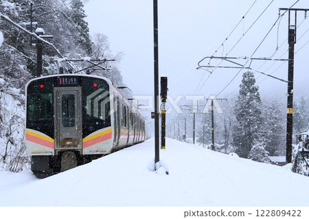 [JR East] E129 series in winter (Shinetsu Main Line: Nagatori Station) 122809422