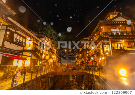 Ginzan Onsen on a snowy night (Yamagata Prefecture) Ginzan Onsen on a snowy night (Yamagata Prefecture) 122809907