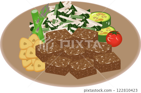 牛排丁和烤蔬菜 牛排丁和烤蔬菜 122810423