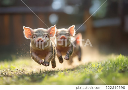 Pigs running like a race Pigs running like a race 122810698