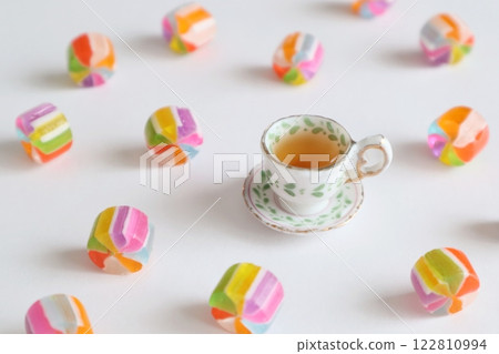 Miniature teacups of tea Miniature teacups of tea 122810994