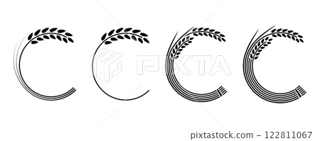 單色稻米和小麥圖像的圓圈 單色稻米和小麥圖像的圓圈 122811067