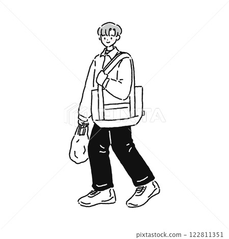 man on the way home from shopping 122811351