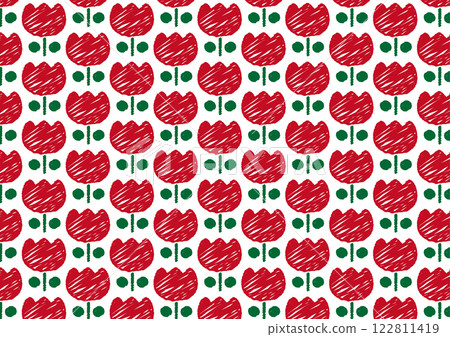 Doodle retro tulip background illustration 122811419