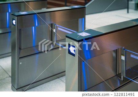 Security gate at the entrance to the facility Security gate at the entrance to the facility 122811491