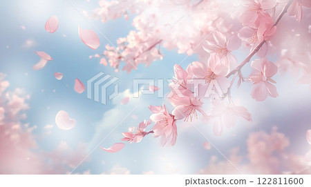 藍天蓬鬆櫻花背景生成AI 藍天蓬鬆櫻花背景生成AI 122811600