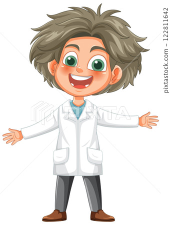 Cheerful Scientist Cartoon Character Illustration 122811642