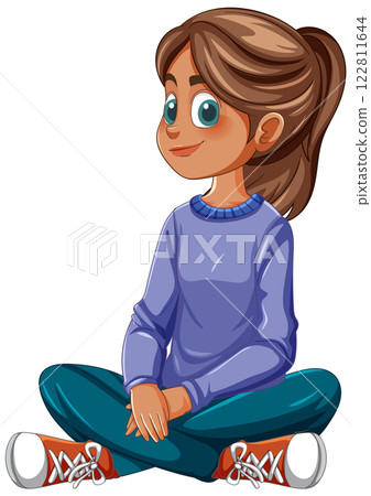 Smiling Girl in Casual Outfit Smiling Girl in Casual Outfit 122811644