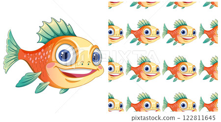 Colorful Fish Seamless Pattern Illustration Colorful Fish Seamless Pattern Illustration 122811645