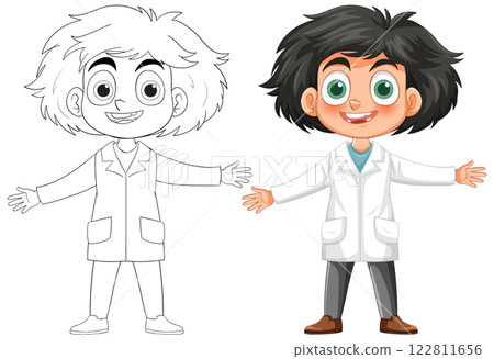 Cheerful Young Scientist Illustration 122811656