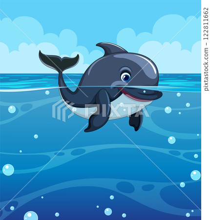 Playful Dolphin in Ocean Waters Playful Dolphin in Ocean Waters 122811662
