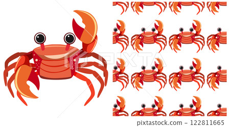 Playful Crab Pattern Illustration Playful Crab Pattern Illustration 122811665