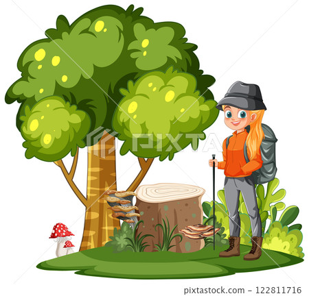 Young Explorer in a Lush Forest 122811716