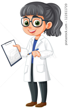 Young Scientist with Clipboard Illustration 122811720