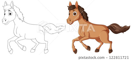 Playful Cartoon Horse Illustration 122811721