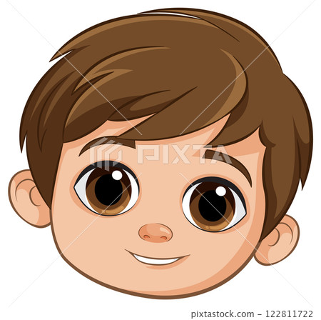Smiling Cartoon Boy Face 122811722